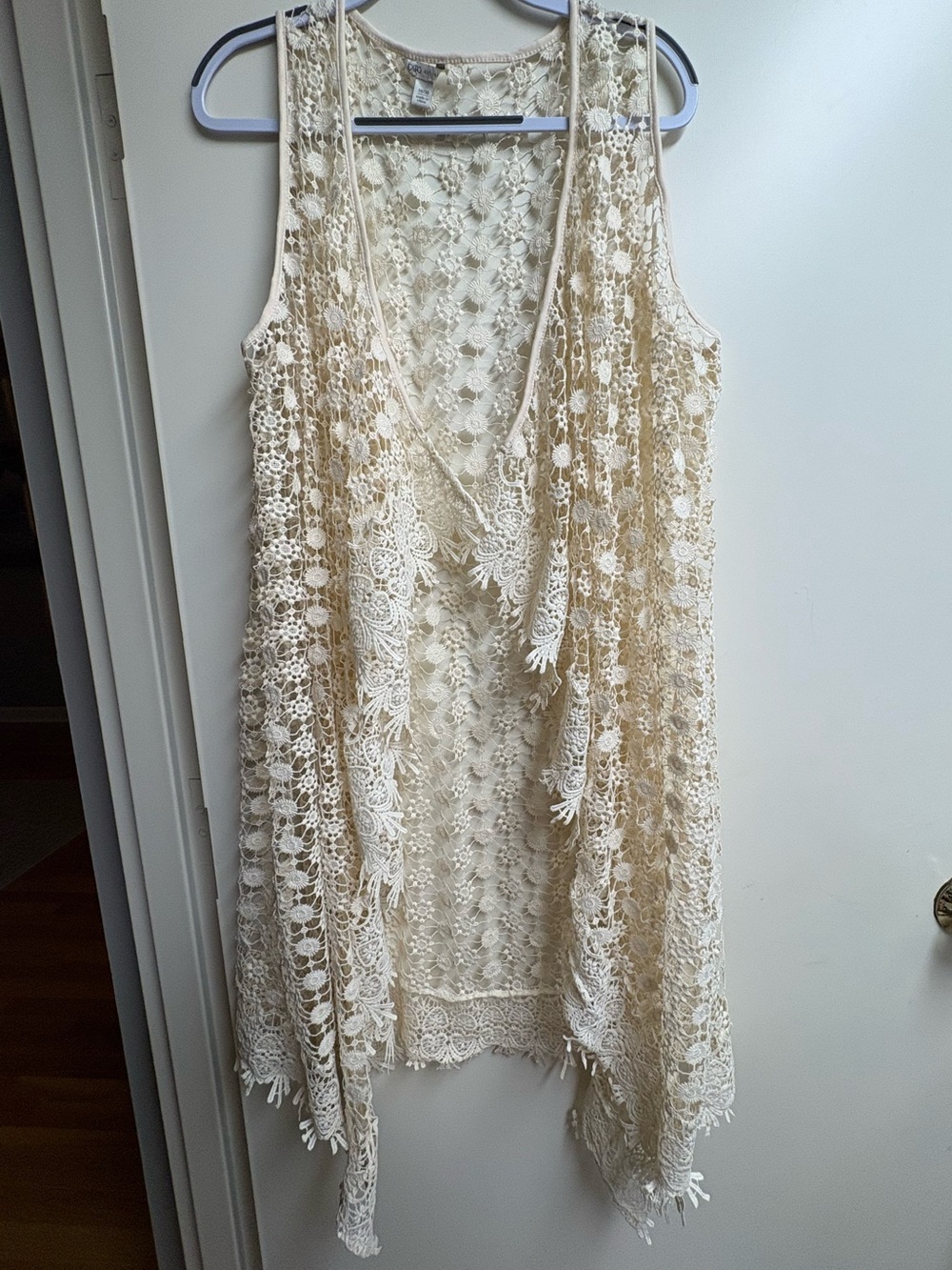Cato Cream Crochet Lace Vest